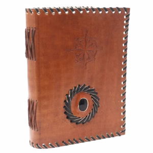 Leather Black onyx & Compas Notebook 17x12cm