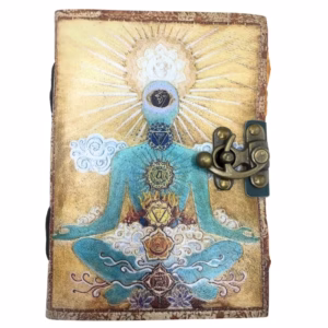 "buddha Seven Chakra" Notatbok I Lær med Dekkkant (7x5")