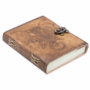 Notesbog med Drage i Læder - 20x15cm