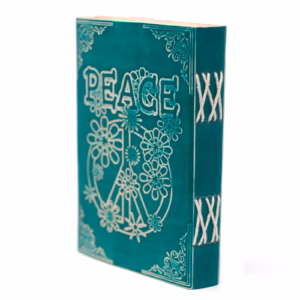 Lærbok I Grønn Peace With Lock (18x13cm)