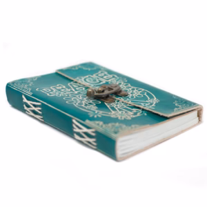 Lærbok I Grønn Peace With Lock (18x13cm)