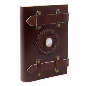 Ledernotizbuch - Mondstein mit Gürteln 15x10cm