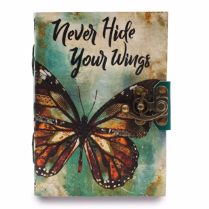 Carnet en Cuir "Never Hide Your Wings" Bords Déchiquetés