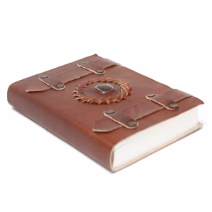 Leather Tigereye with Belts Notebook 15x10cm