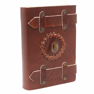 Leather Tigereye with Belts Notebook 15x10cm