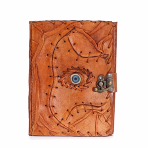 Livre Brun Clair - Décor Mauvais Oeil - 160 Pages à Bords Frangés - 17x12,5cm