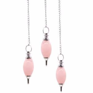 Pendule en Pierre Fine en Forme de Lingam - Quartz Rose