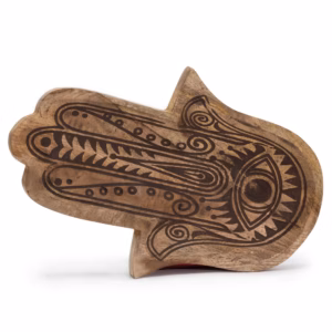 Langt Brett 30x20x2cm - Hamsa Svart Gravert