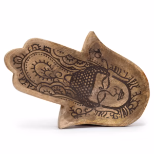 Langt Brett 30x20x2cm - Hamsa - Form med Buddha Svart Inngravert