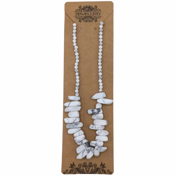 Lange Edelsteen Ketting - Witte Jaspis