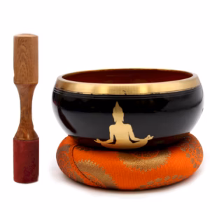 Buddha Singing Bowl Set - Black/Orange - Large