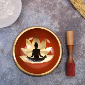 Buddha Singing Bowl Set - Black/Orange - Large