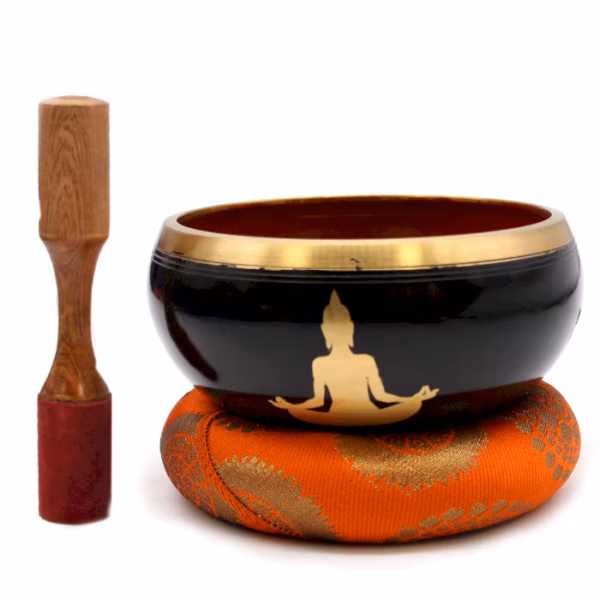 Buddha - Klangschalen - Set - Schwarz/Orange,14cm - Groß