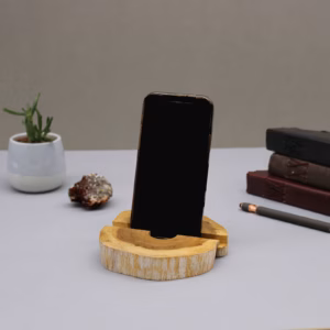 Soporte para el Móvil Grande de Madera de Gamal - Blanqueado