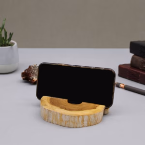 Soporte para el Móvil Grande de Madera de Gamal - Blanqueado