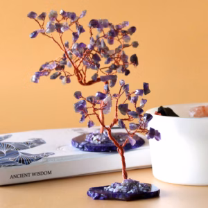 Stort Gemstone Tree - Ametyst på Naturlig Agatbase (100 Steiner)