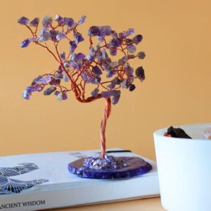 Arbol de Piedras Preciosas Grande: Amatista sobre Base de Ágata (100 Piedras)