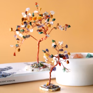 Gemstone Tree - Multi Stones on Natural Agate Base - Large - 100 Stones