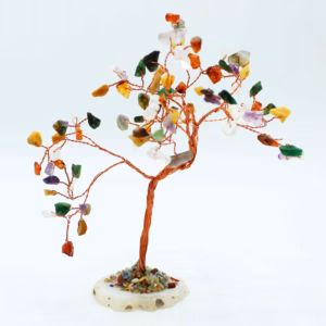 Gemstone Tree - Multi Stones on Natural Agate Base - Large - 100 Stones