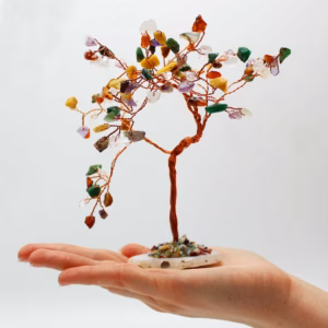 Gemstone Tree - Multi Stones on Natural Agate Base - Large - 100 Stones