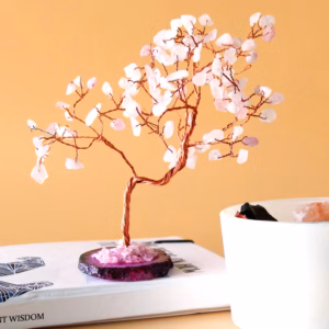 Árbol de Piedras - Cuarzo Rosa y Ágata Rosa - Grande - 100 Piedras