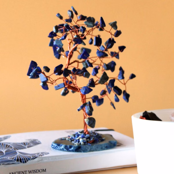 Arbre Pierres Fines - Sodalite - Base Agate Bleue - 100 Pierres - Grand