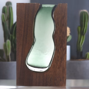 Glazen Vaas / Terrarium Binnen Donker Tung Hout - Groot