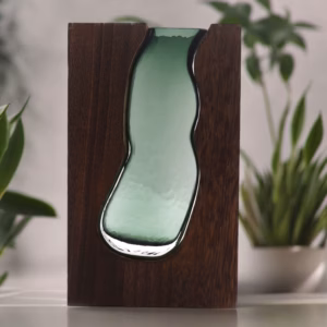 Glazen Vaas / Terrarium Binnen Donker Tung Hout - Groot