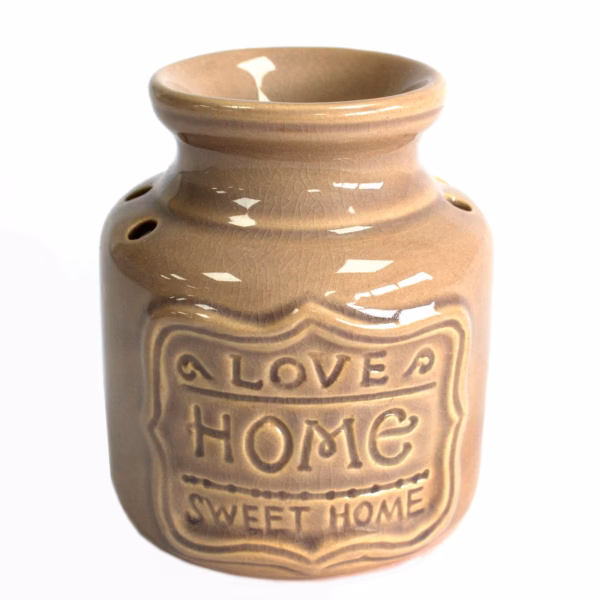 Home Oliebrænder til Duftolie - Grå - Love Home Sweet Home - Stor