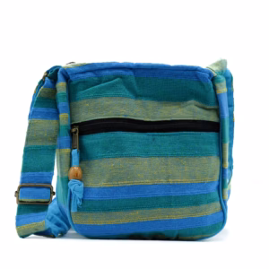 Nepal - Schultertasche - Frühlingswiese Grün/Blau - Groß