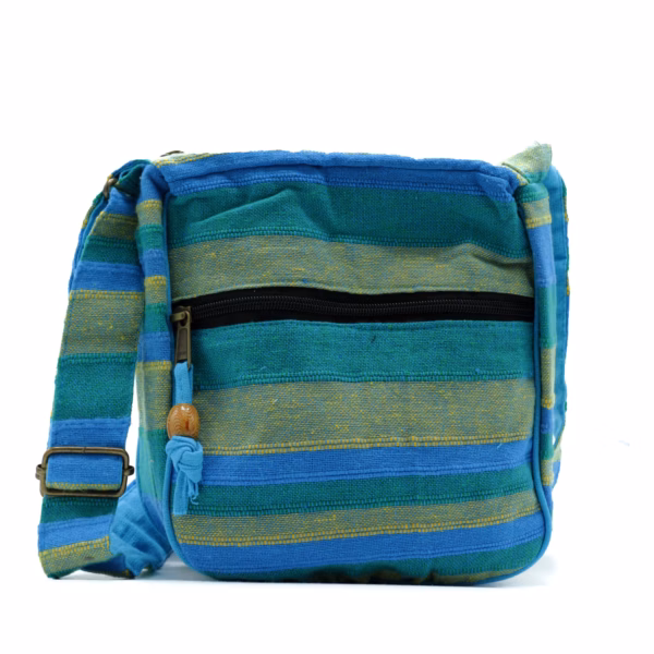 Nepal - Schultertasche - Frühlingswiese Grün/Blau - Groß