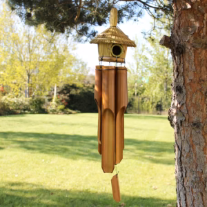 Rund Fågelholk av Sjögräs med Vindspel 56x20cm - Stor