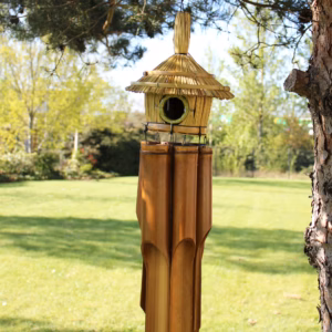 Rund Fågelholk av Sjögräs med Vindspel 56x20cm - Stor