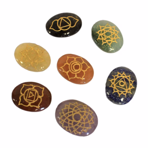 Chakra - Steine im Set - Oval - Groß