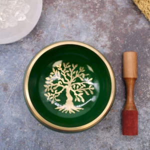Tree of Life Singing Bowl Set - Green - Large
