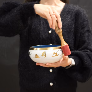 Yoga Moves Singing Bowl Set - White/Blue - Large