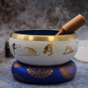 Yoga Moves Singing Bowl Set - White/Blue - Large