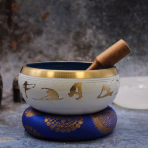 Yoga Moves Singing Bowl Set - White/Blue - Large