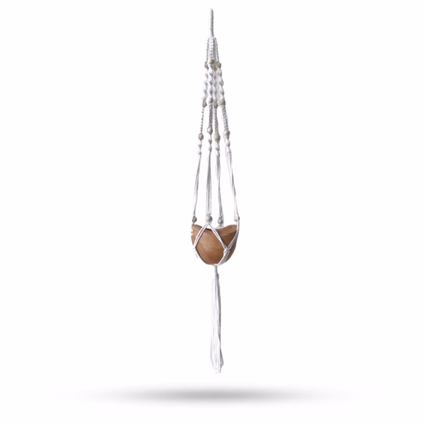 Macramé Potteholder - Perler - Naturlig - 1m