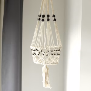 Macrame Pot Holder - Large Single Beaded