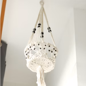 Macrame Pot Holder - Large Single Beaded