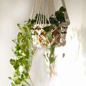Macrame Pot Holder - Large Single Beaded