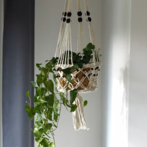 Macrame Pot Holder - Large Single Beaded