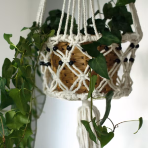 Macrame Pot Holder - Large Single Beaded