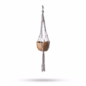 Macrame Drop Pot Holder - Beige - Small