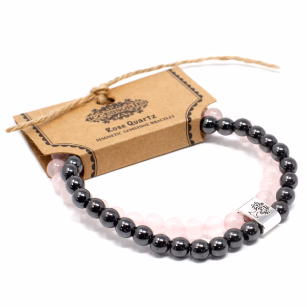 Dubbele Magnetische Edelsteen Armband - Rozenkwarts