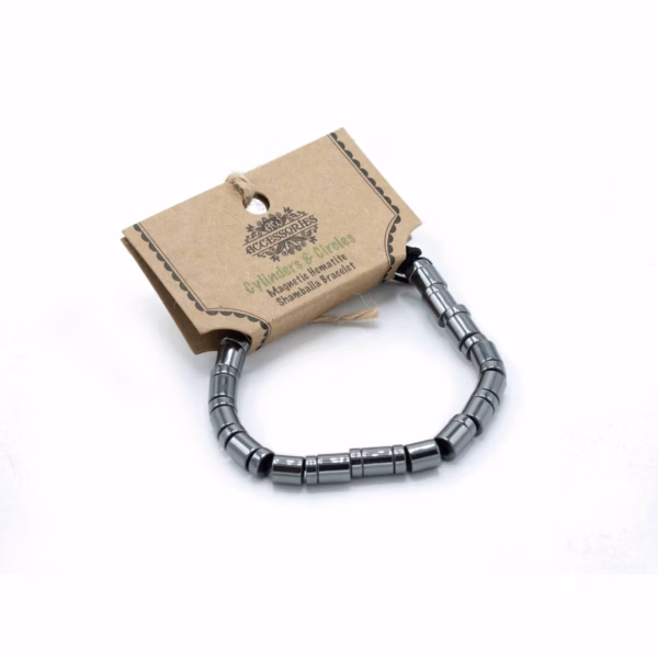 Magnetisk Shamballa Armband av Hematit - Cylindrar & Cirklar