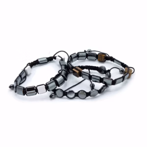 Magnetische Hematiet Shamballa Armband - Zeshoekige Schedels