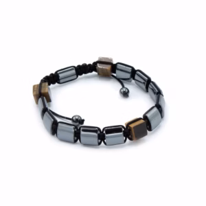 Armbånd Magnetisk Hæmatit Shamballa - Tigerøje Cuboids