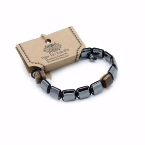 Pulsera Magnetica Hematites Shamballa - Cuboides Ojo de Tigre